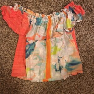 Anthropologie Off the Shoulder top with ruffle